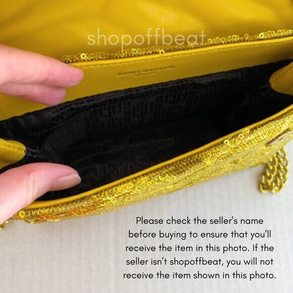 NEW Kurt Geiger Sequins Medium Kensington Bag Yellow - Picture 12 of 15